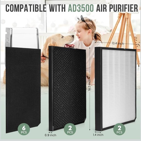 3500 Air Purifier Filter Replacement Set Compatible with AD3500 Premium Replacem - Picture 4 of 9